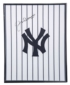 Joe DiMaggio Signed New York Yankees Jersey Swatch In 12x15 Frame (Beckett)